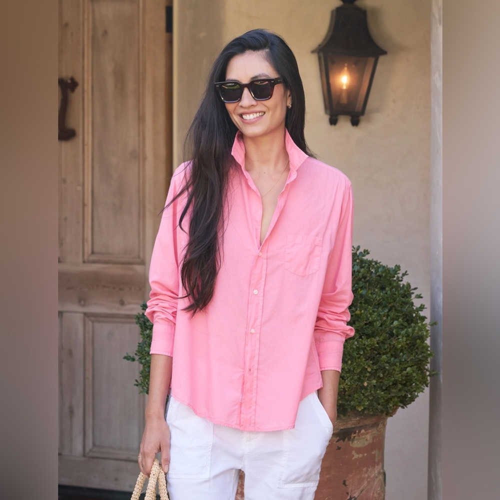 Frank & Eileen Women's Eileen Relaxed Button-Down Cotton Shirt - Pink Size Large